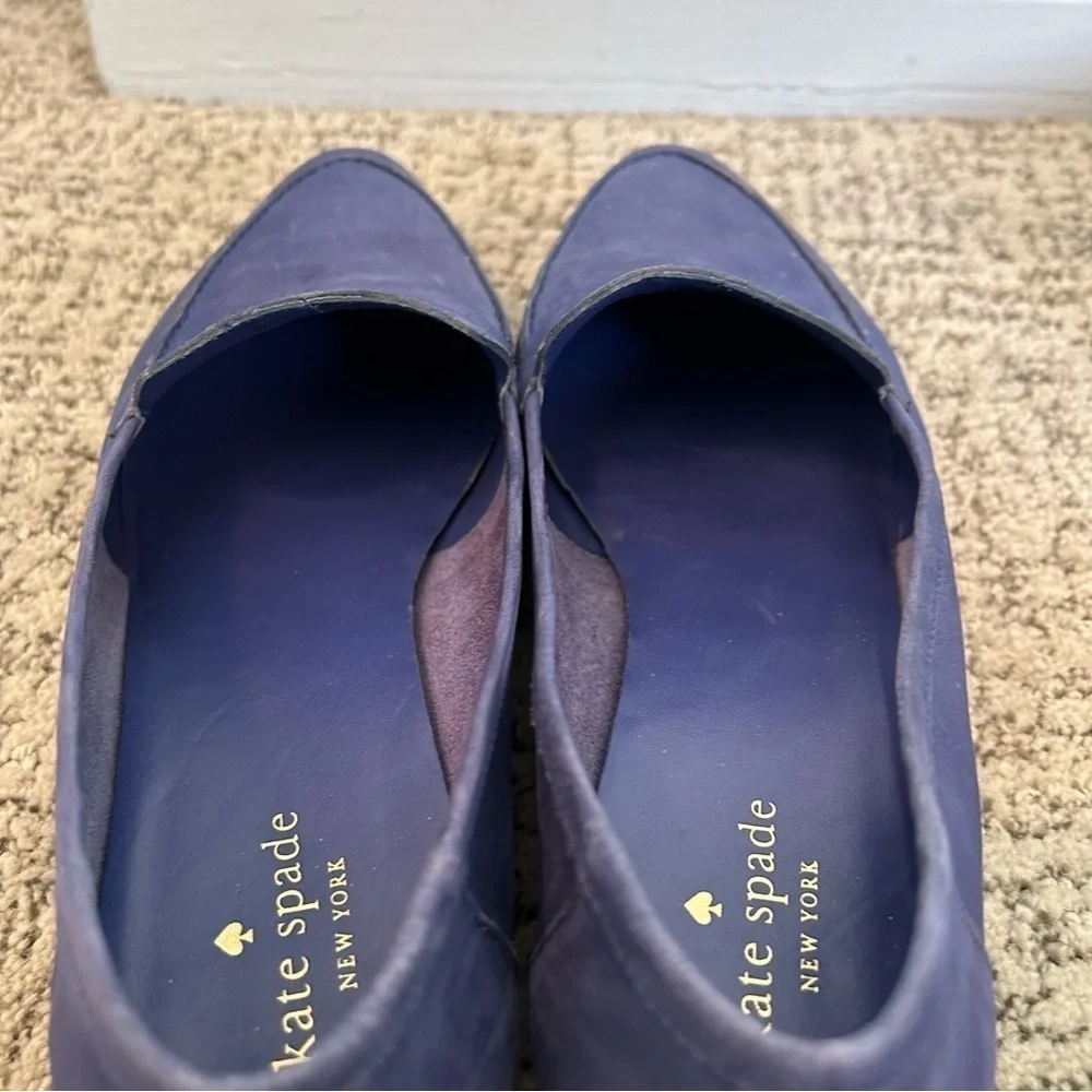 Kate Spade Carima Cobalt Blue Suede Pointed Toe Loafers Size 10